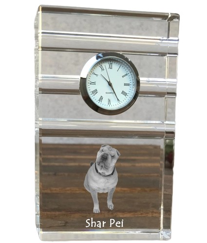 Shar pei horloge verre - verre, avec