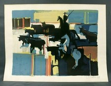 Lithographie Camargue 1971 par Georges Briata