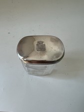 Ancienne boite ovale cristal et argent armoiries couronne Comte