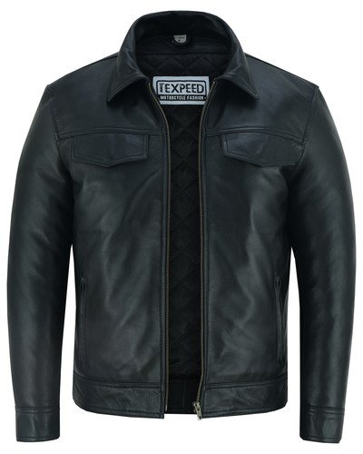 Hommes cuir motard veste - motard,