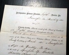 Rare 1865 Civil War Soldier MUSTERING IN Union Military PA Regiment Document