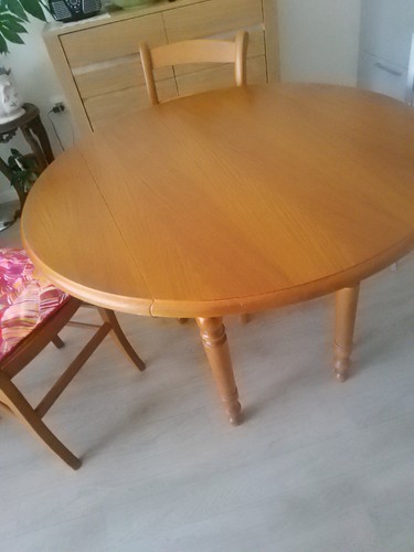 Table ronde bois chaises - table, en