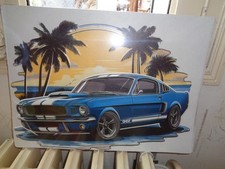 PLAQUE TOLE METAL FORD MUSTANG 43,5 X 30 CMS NON PLAQUE EMAILLEE ANCIENNE