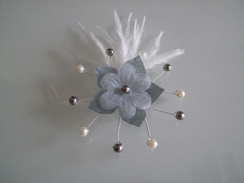 Barrette fleur plume - , enfant