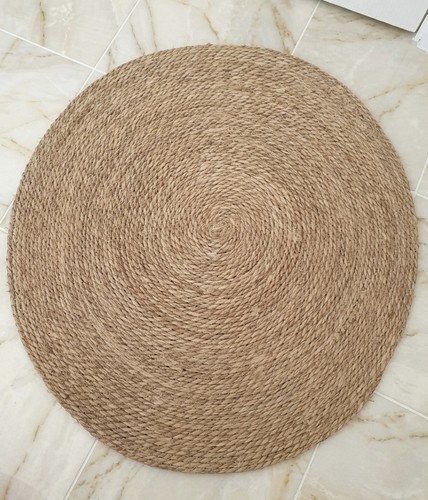 Tapis rond jute tressé beige