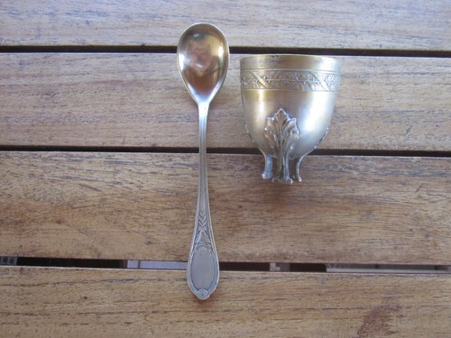 Coquetier ancien metal argente - coquetier,