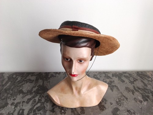 Chapeau canotier bicolore - , en