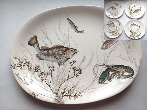 Grand plat motifs poissons