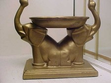 Art Deco 1930's Pair of Geometric Elephants w Tray Metal Statue - Frankart Era