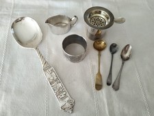 LOT ARGENTERIE MÉTAL ARGENTÉ cuillère verre rond de serviette Christofle