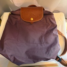 Longchamp Le Pillage Sac A Dos Purple Nylon Leather Small Backpack Purse Bag