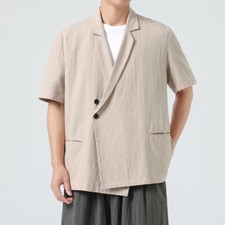 Homme Coton Lin Chemise Manche