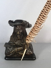 Rare Antique 19th Century Bronze Inkwell, Pen Holder & Seal C671