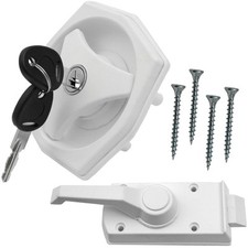 ® Serrure de porte caravane ou camping-car avec cylindre et deux clés blanc