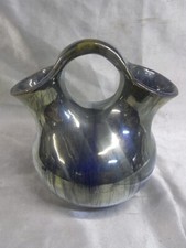 VASE DOUBLE COL GRÈS FLAMMES A REFLETS MÉTALLIQUE CYTERE UNIS FRANCE CÉRAMIQUE