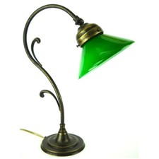 Lampe De Bureau En Laiton Et Verre Vert Style Liberty Décoration