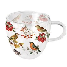 Tasse à thé en verre double paroi - Oiseaux dautomne 200 ml