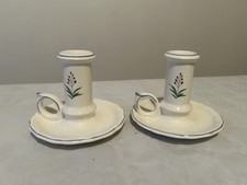 Paire de bougeoirs Gien décor