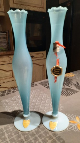 Paire vases opaline - vases,