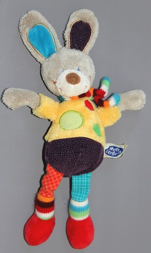 Doudou lapin gris - colore, mots