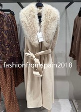 ZARA NEW WOMAN BELTED ZW COLLECTION FAUX FUR COLLAR VEST ECRU XS-XL 8491/261/712