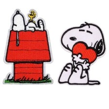 Lot de 2 Patchs Écussons Snoopy et Woodstock Peanuts (Réf 6) - Thermocollants