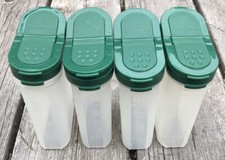 4 Tupperware Modular Mates Salt Pepper Shaker Spice Container Hree Lids 1846-22