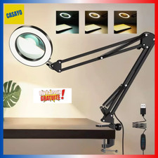 Loupe LED 5X avec Lampe - 3 Modes, Intensité Variable, Mains Libres, Bureau