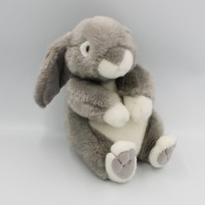 Peluche lapin gris blanc toute