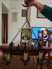 Lustre rustique en bois et fer