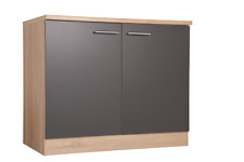 Meuble Sous Évier Cuisine 100 Cm Chêne Scié Gris Merle Respekta