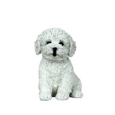 Mignon Blanc Chiot Chien Bichon Frise Race Animal Statue Sculpture Figurine