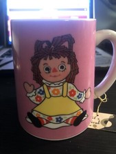 Vintage 1971 Raggedy Ann Musical Mug Bobbs Merrill Schmid Bros Japan Pink