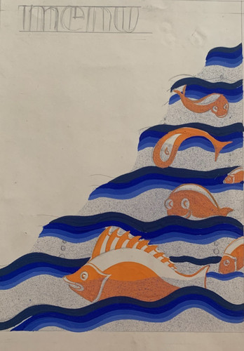 Rare dessin gouache - gouache, projet