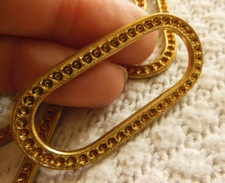 Duo Large Antique Metal Rhinestone Ornaments 1950s Oval Jewelry Creation