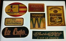 Lot of 7 Vintage 80s Sticker Stickers Different Brands Of Wrangler Jeans.. 
