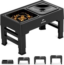 Gamelles Surélevées de 4 Hauteurs Ajustables, Support avec Gamelle Anti-Glouton