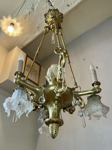 Grand lustre art - nouveau,, en