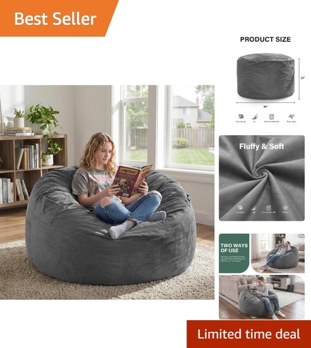Lavish grey 3ft bean bag - 3ft, chair