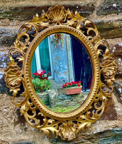 Miroir bois sculpté doré - en,