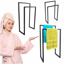 PORTE-SERVIETTES DE SALLE DE BAIN NOIR LOFT RACK SOUDÉ À 2 NIVEAUX
