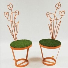 2 Chaises-Sculptures DESIGN "Tulipes", métal.Pièces Uniques Signées FRANKESKI F.