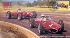 1961a FERRARI 156 (Shark Nose), SPA-FRANCORCHAMPS F1 cover signed KEITH GREENE