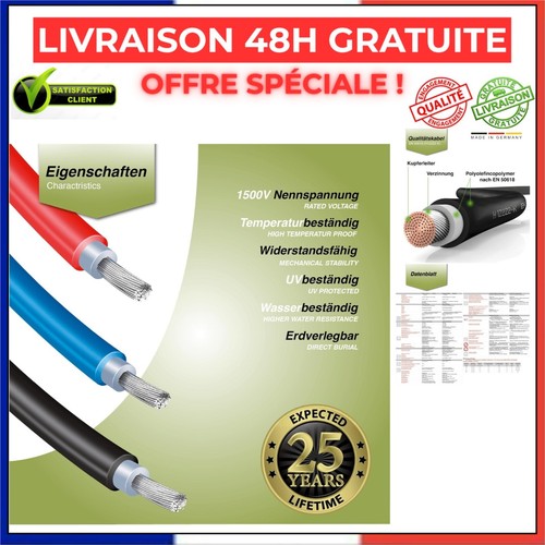 Câble solaire 4mm noir - câble, 1m