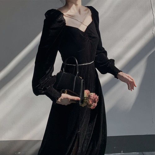 Femme velours ouverture robe - ouverture,