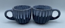 Mini Mugs Expresso Hombre Blue Drip Glaze And Textured Sides Set Of Two