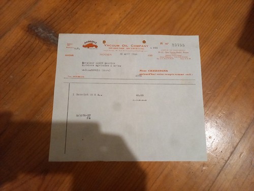 Mobiloil ancienne facture - ancienne,