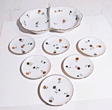 Set of 6 Canape Plates (3") & Matching 2 Sided Server (8"), Wurttemberg