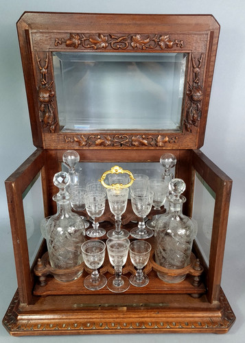 Ancienne cave liqueur bois - liqueur,
