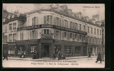 Old postcard Reims, Caisse Continentale d'Épargne - registered office, Rue Talleyrand 